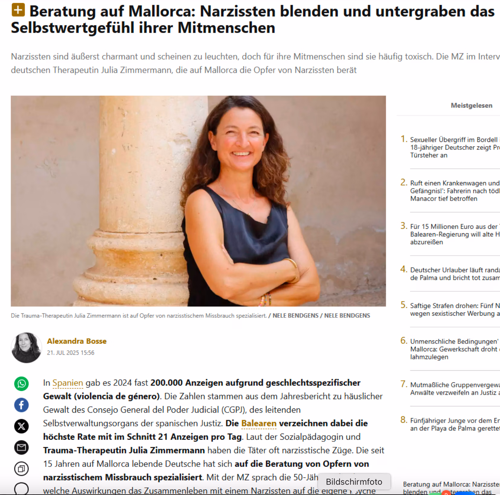 Titelbild: Interview mit Julia Zimmermann, Mallorca Zeitung 2025